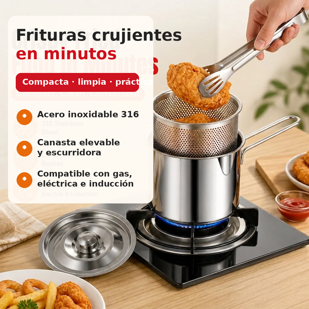 ChefPro™ | Olla Freidora con Canasto Escurridor | 50% 2da unidad