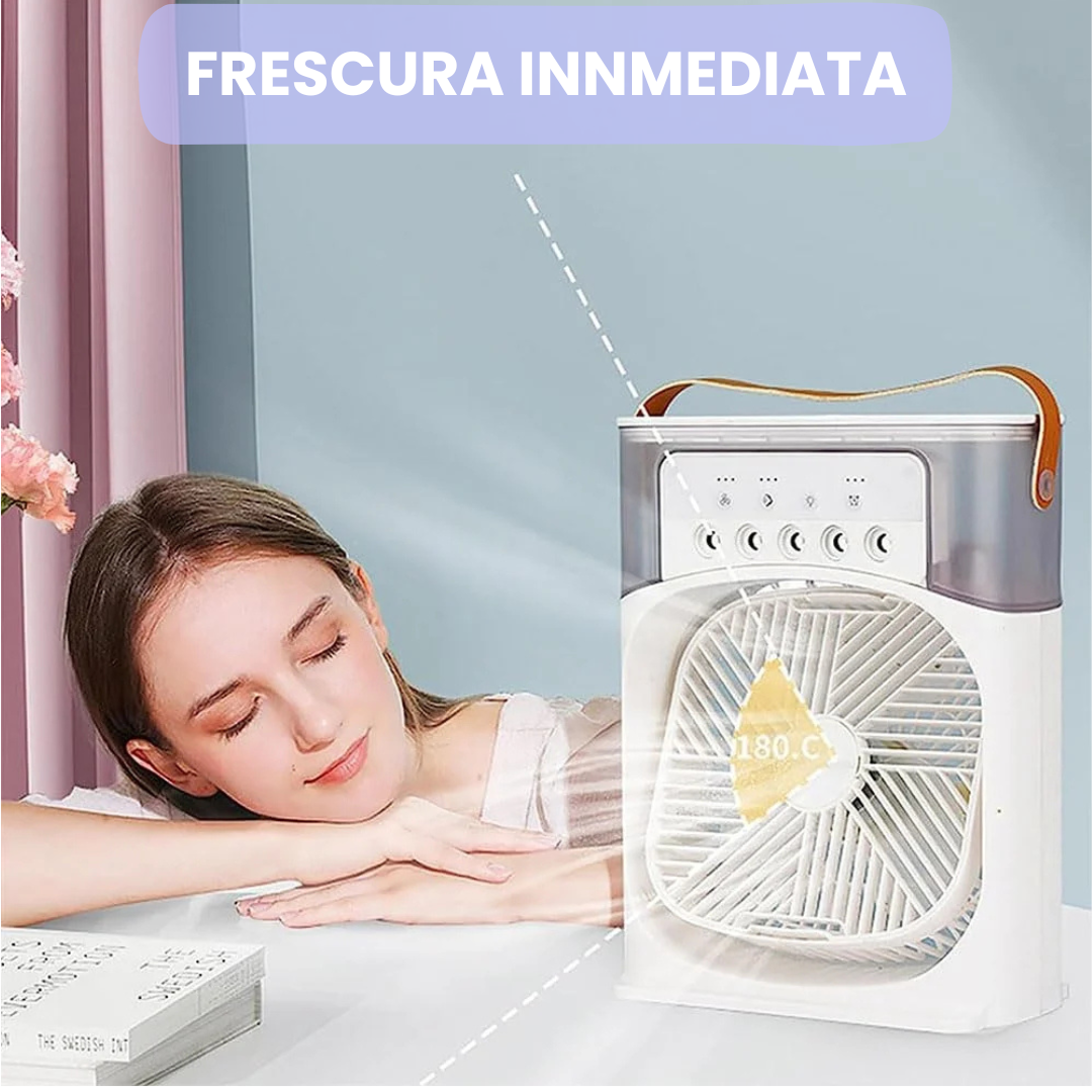 Ventilador Humidificador Portátil - Frescura diaria sin gastar de más.