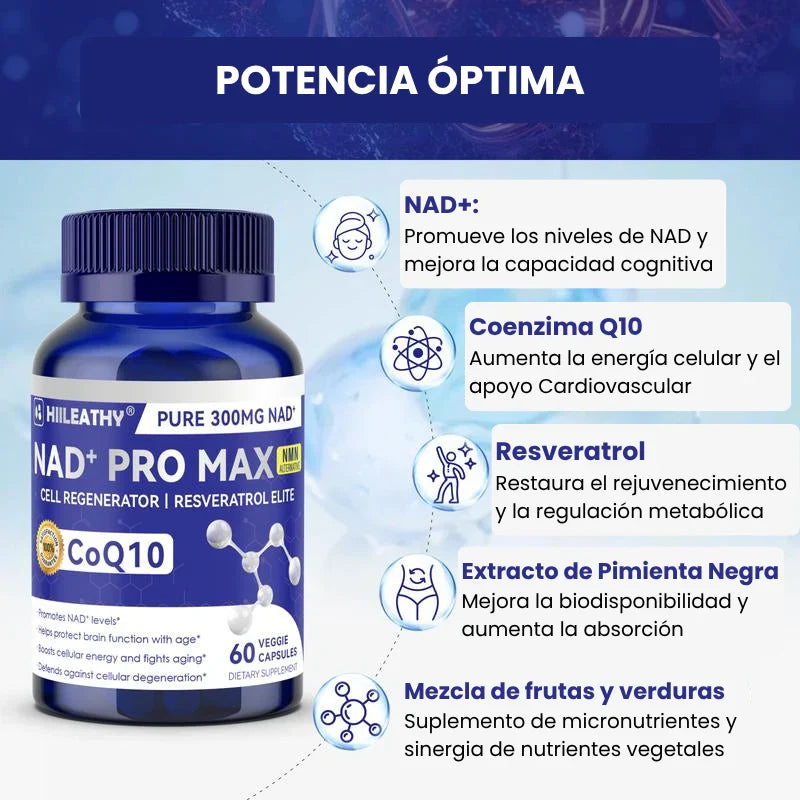 NAD+ Pro Max™ | Fórmula de Energía y Vitalidad – 2x1