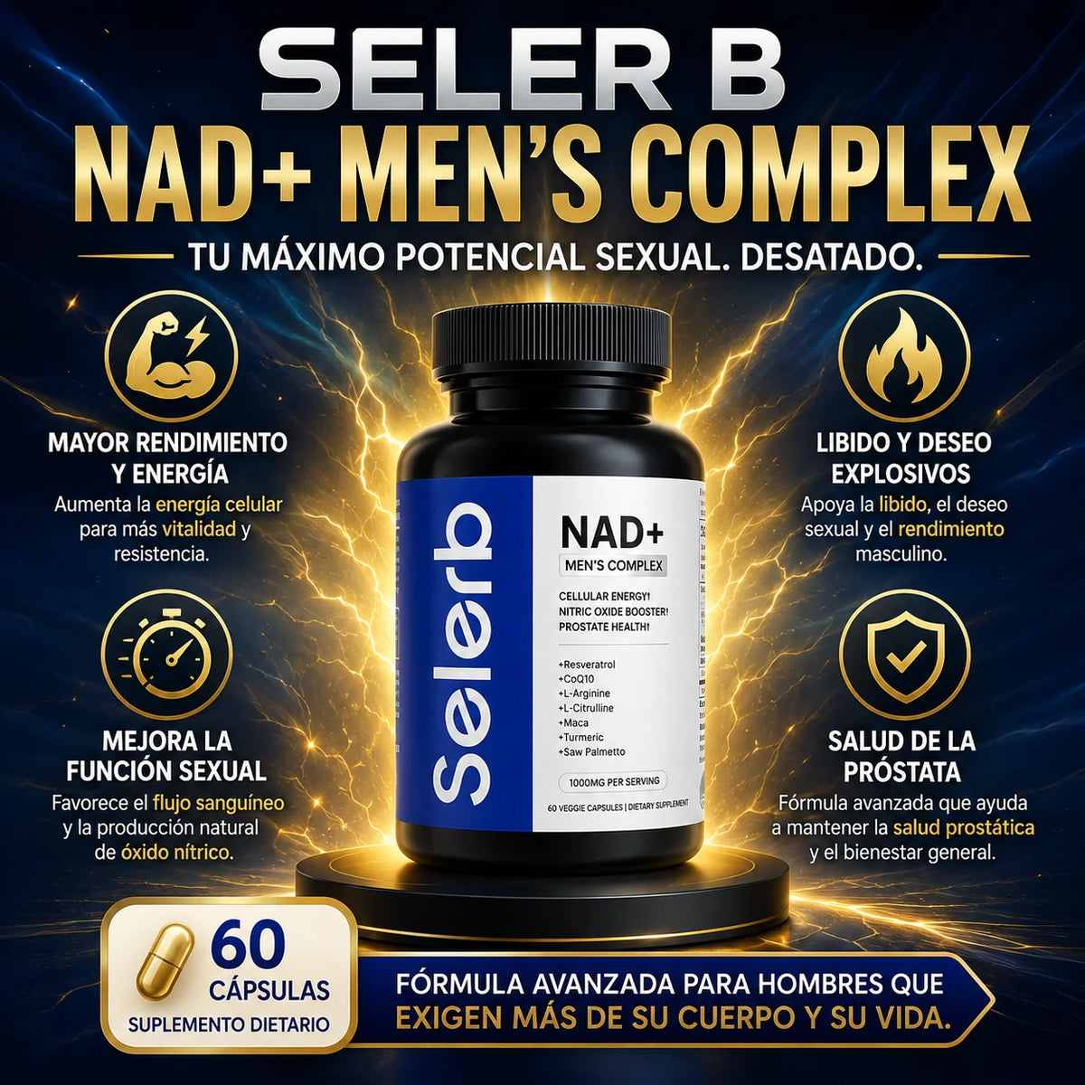 SELERB NAD+ Men’s Complex – Energía y Bienestar Masculino | Oferta 2x1