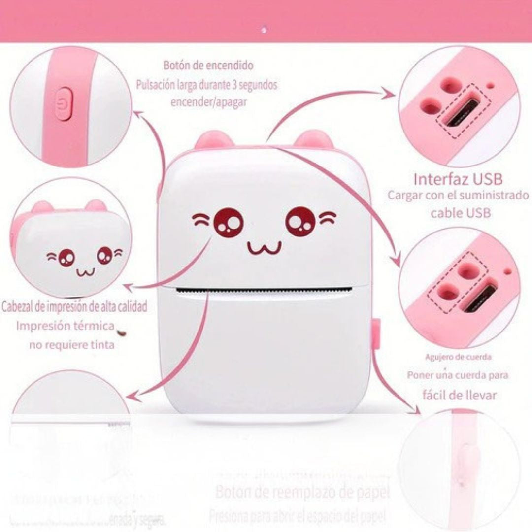 🎀 KawaiiPrint™ – Mini Impresora Gatito