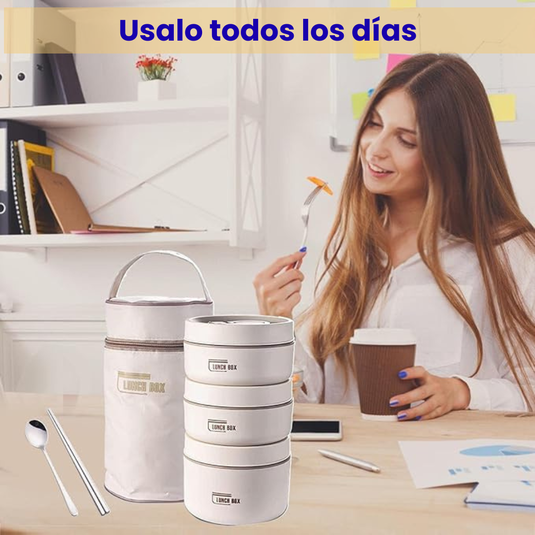 Lonchera Lunch Box Kit x3 - Comida Caliente Hasta 4 Horas Sin Microondas