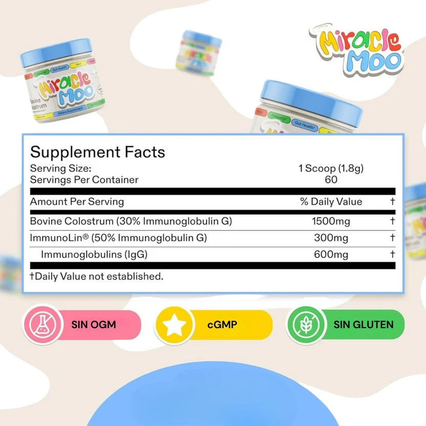 Miracle Moo Pro - Suplemento de Calostro 2x1– Fortalece la inmunidad y salud intestinal