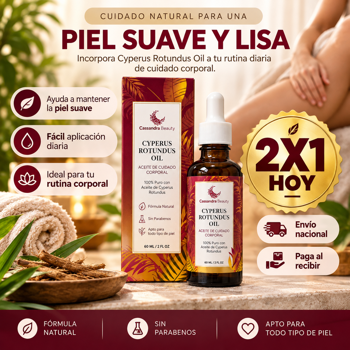 Cyperus Rotundus Oil™ | Aceite para el Cuidado Corporal – 2x1