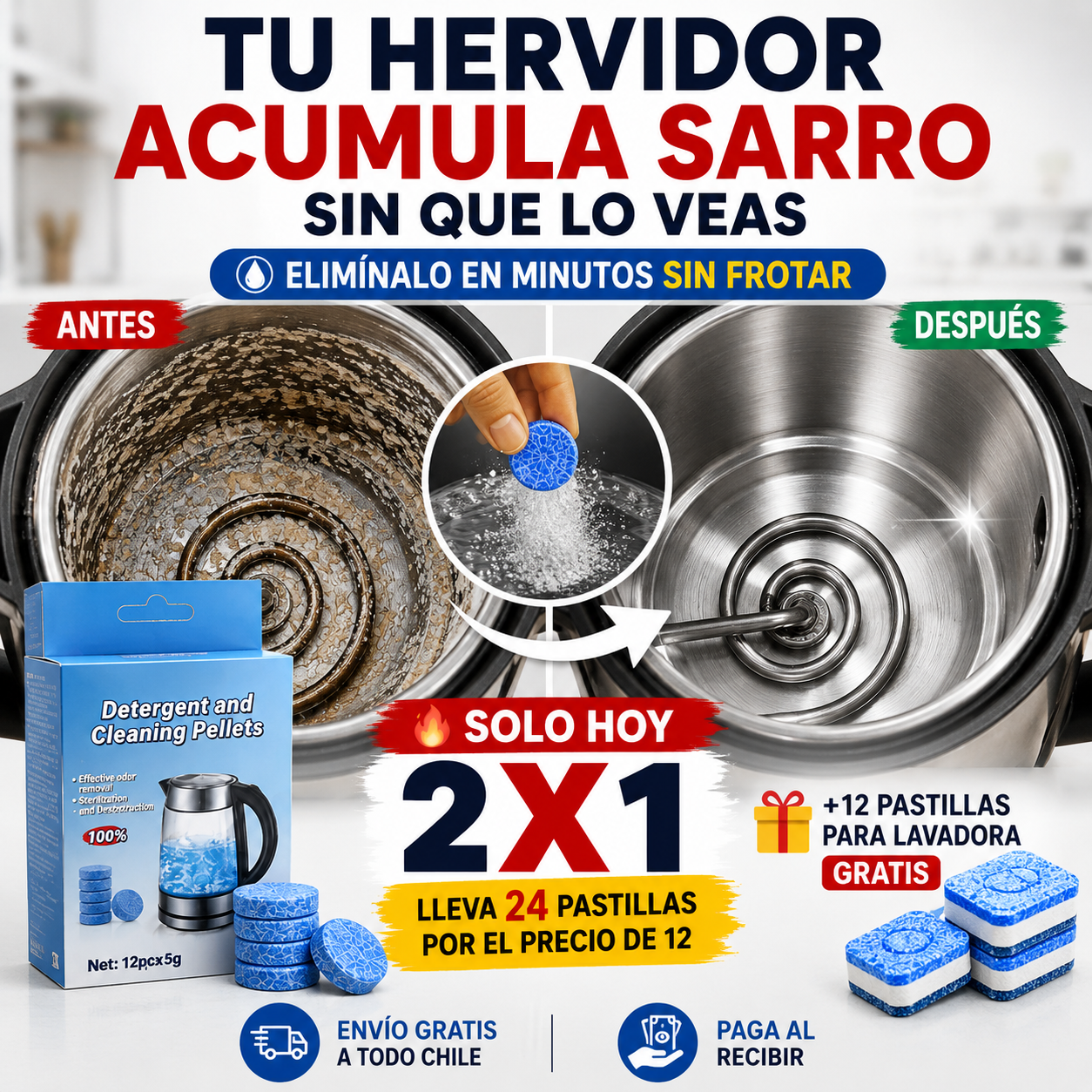 DescalciPro™ Pack 2x1 | Elimina Sarro + 12 GRATIS Lavadora