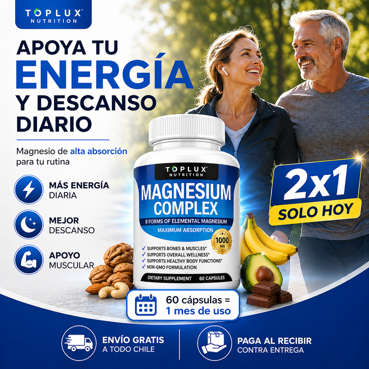 Magnesio Complex™ 8 tipos en 1-¡Menos cansancio y mas energía!