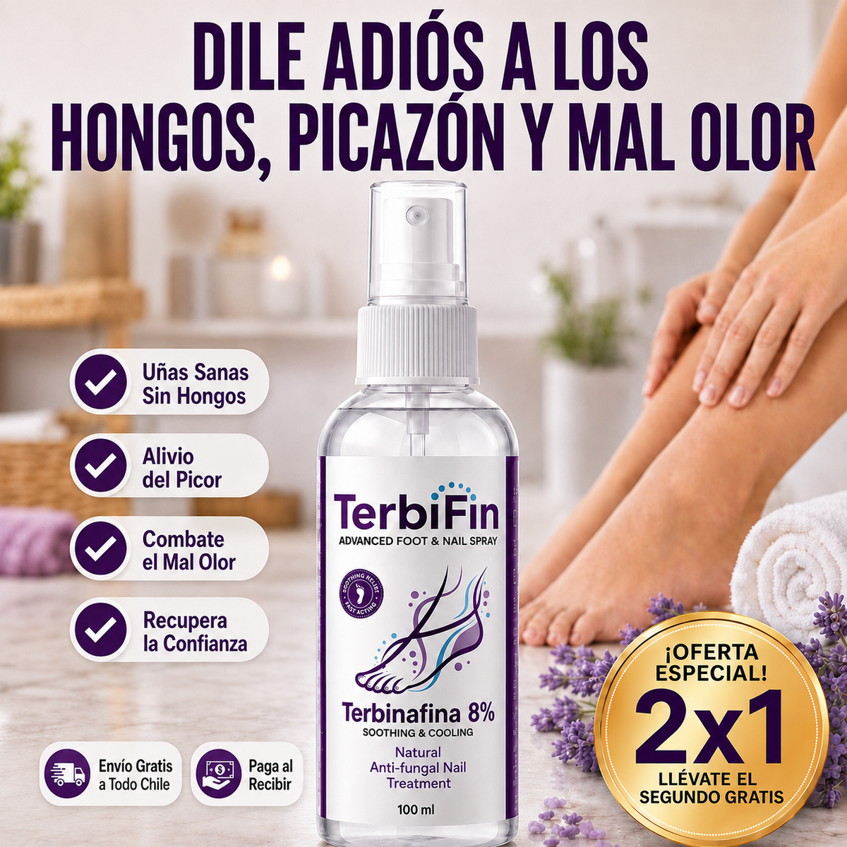 TerbiFin Pro|Spray Anti-Hongos-Picazón 100 ml|Promo 2x1