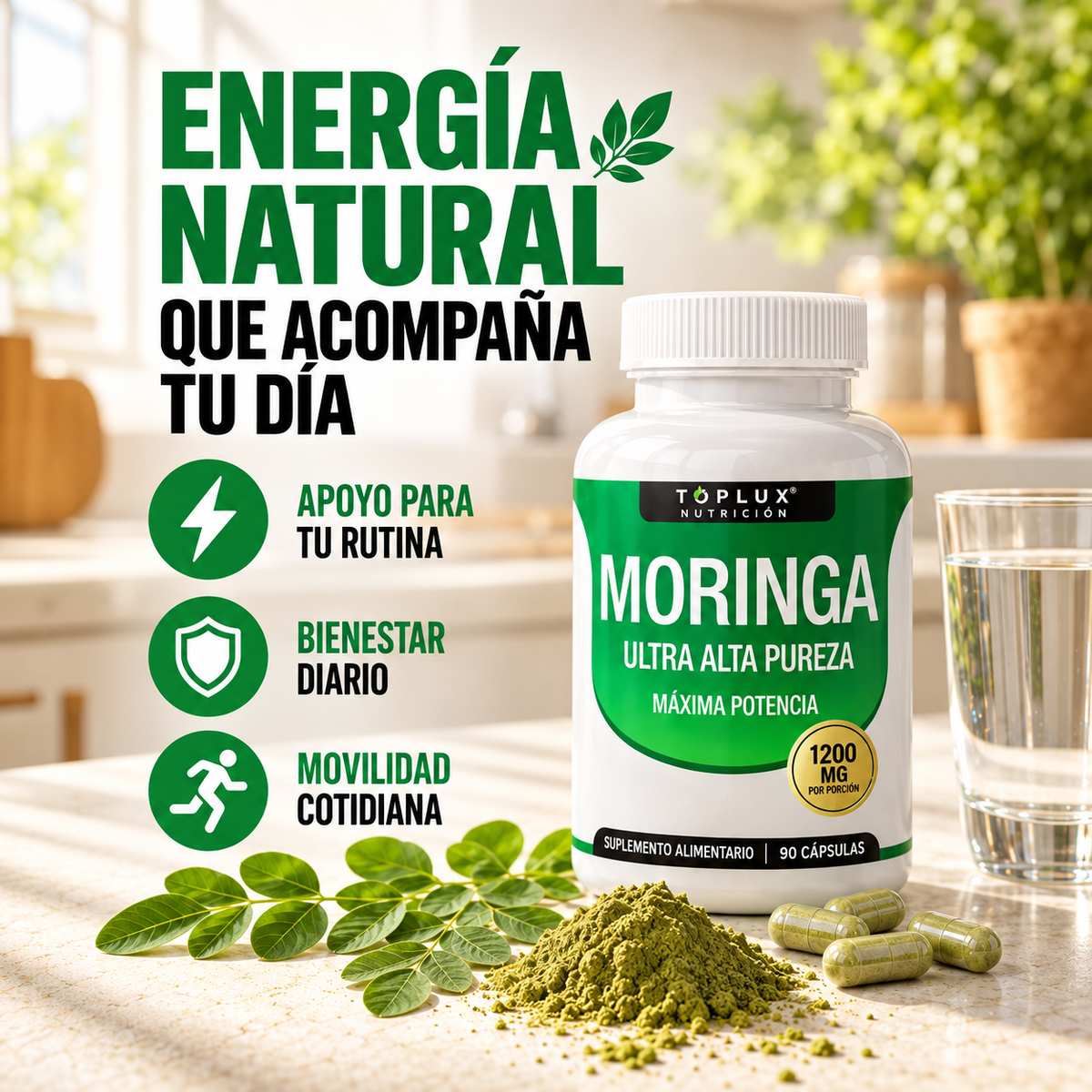 Moringa Toplux 1200 mg – 90 Cápsulas | Oferta 2x1 Hoy