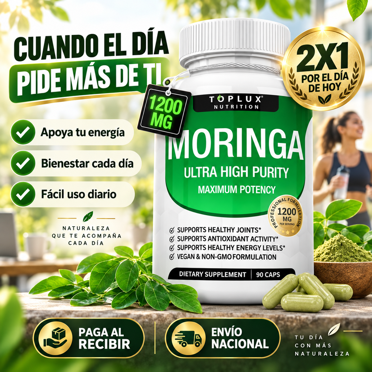 Moringa Toplux 1200 mg – 90 Cápsulas | Oferta 2x1 Hoy