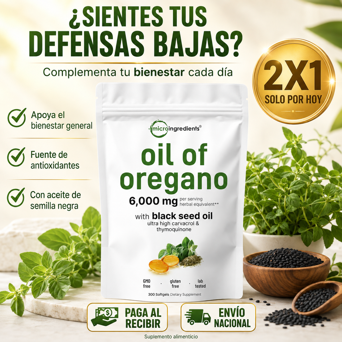 OregaVital™ | Aceite de Orégano 6.000 mg – 2x1.