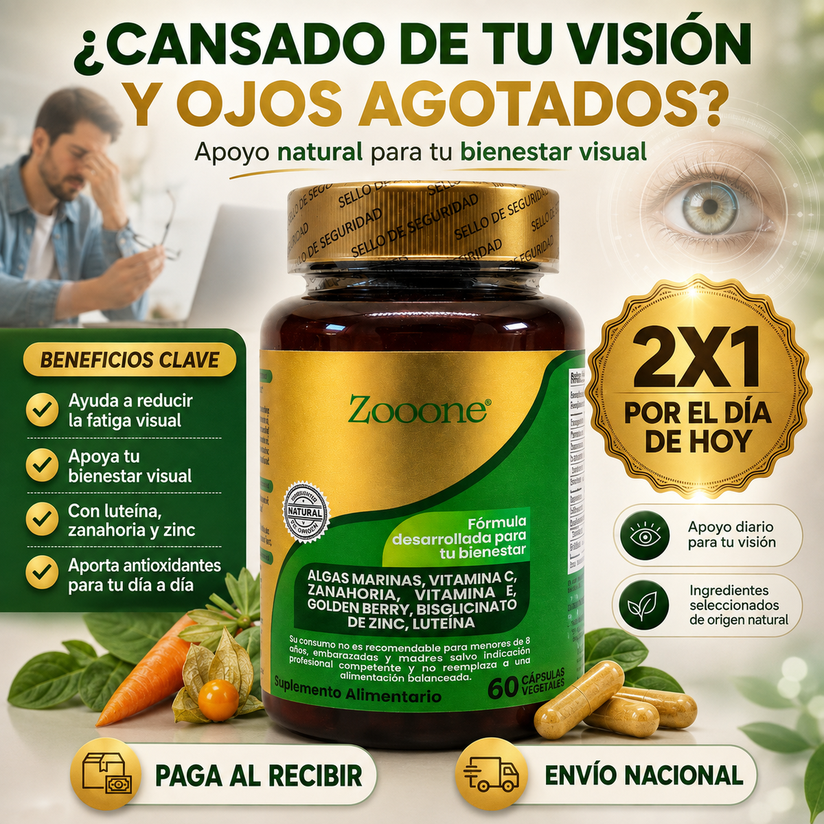 Zooone™ | Bienestar Visual con Luteína + Zinc – 2x1