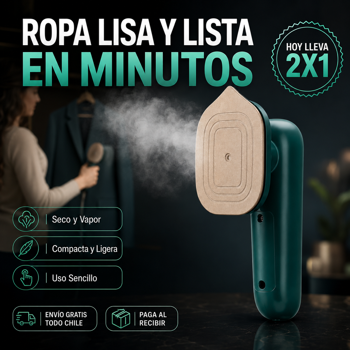 PlanchaGo Pro™|Plancha a Vapor Portátil | Elimina Arrugas Rápido en Casa y Viajes