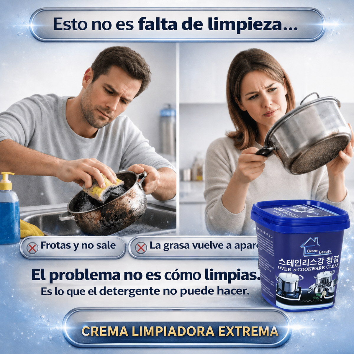 Pasta Mágica Limpiadora de Grasas para Cocina 3x1 |Elimina las manchas que creías imposibles