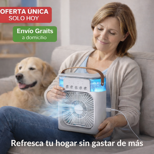 Ventilador Humidificador Portátil - Frescura diaria sin gastar de más.