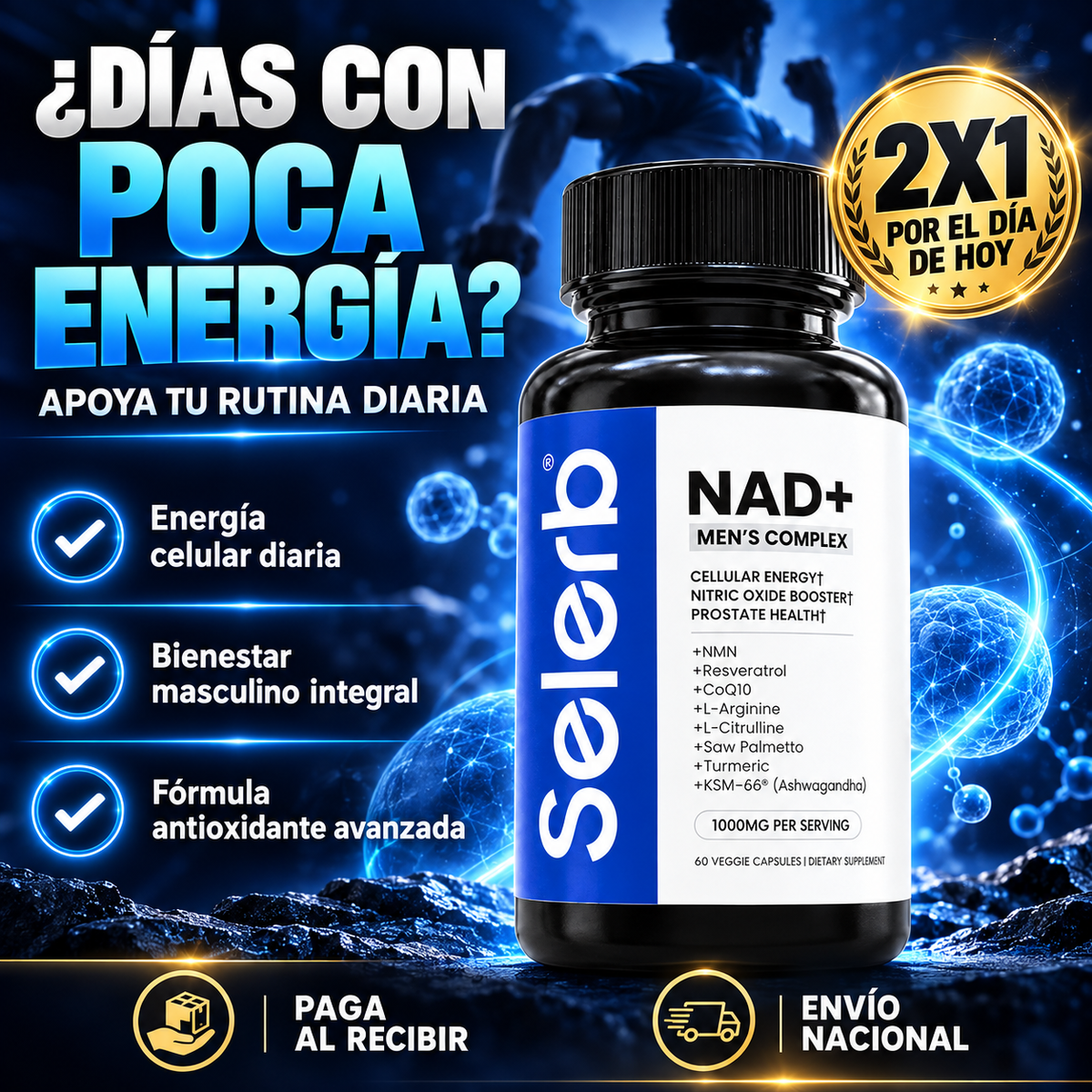SELERB NAD+ Men’s Complex – Energía y Bienestar Masculino | Oferta 2x1