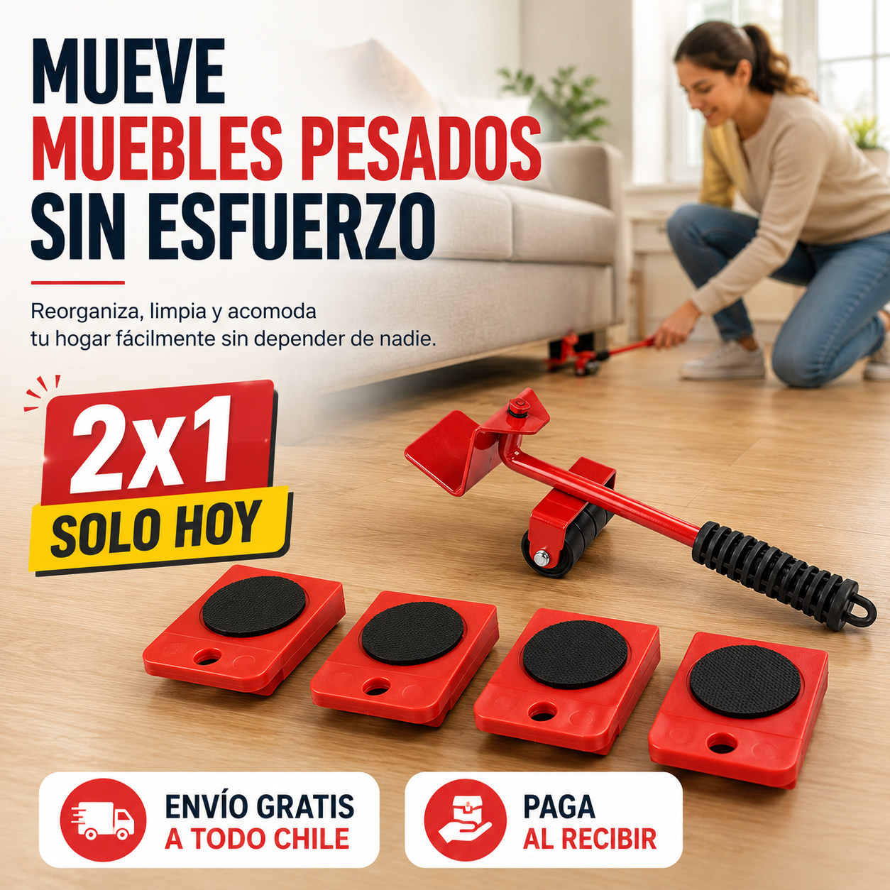Kit MoveLift Pro™ - Mueve muebles pesados sin esfuerzo