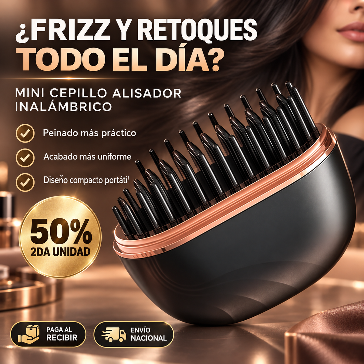 GlamBrush Pro™ | Cepillo Alisador Inalámbrico | 50% Segunda Unidad