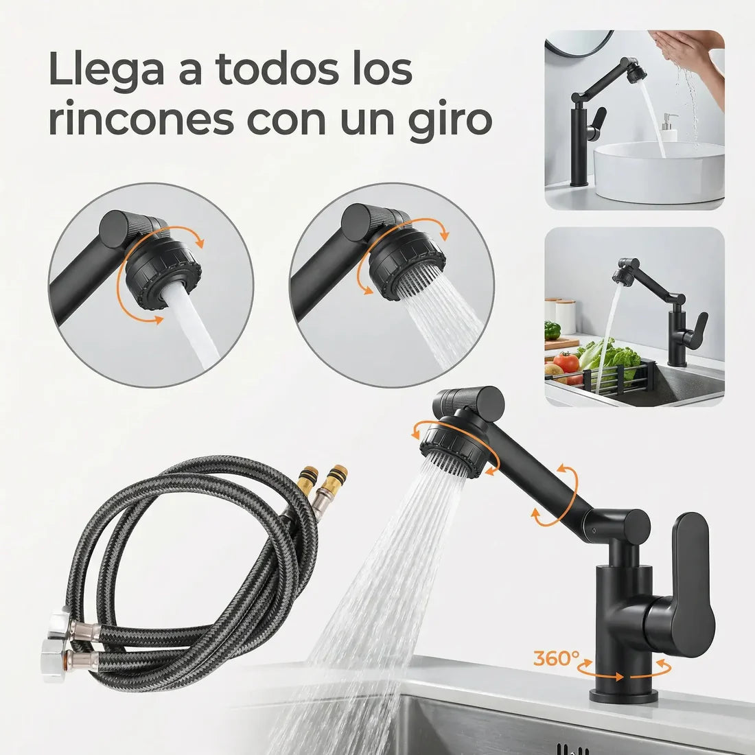 GiroMax Pro-Grifo Extensible 1080°-Lava sin mojar todo